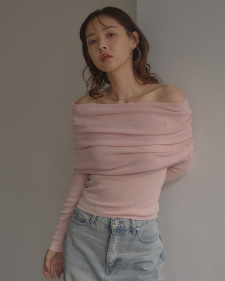 INGNI（イング） シアーオフショルニット ﾋﾟﾝｸ