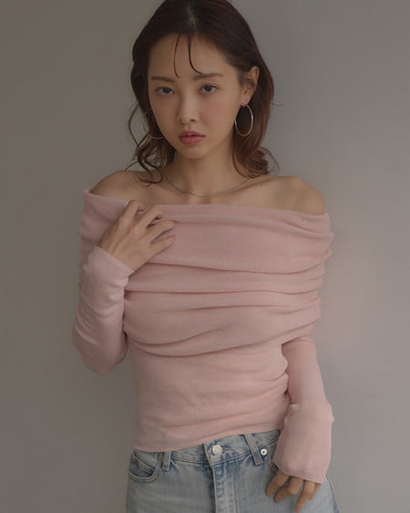 INGNI（イング） シアーオフショルニット ﾋﾟﾝｸ