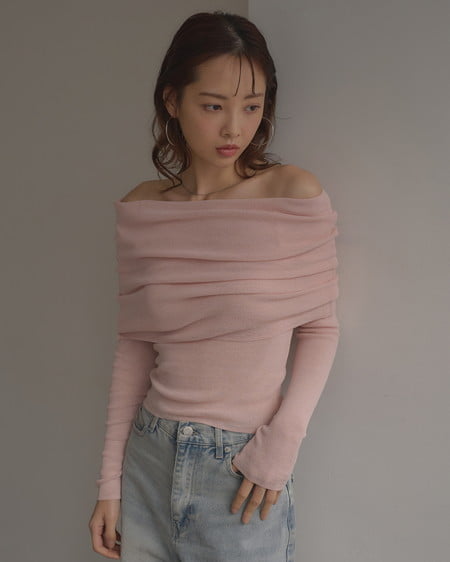 INGNI（イング） シアーオフショルニット ﾋﾟﾝｸ