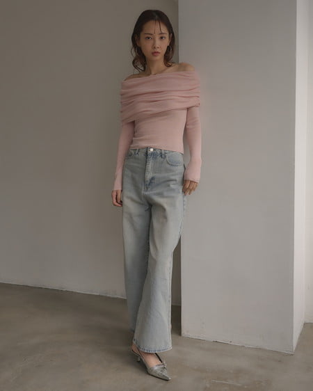 INGNI（イング） シアーオフショルニット ﾋﾟﾝｸ