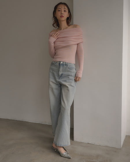 INGNI（イング） シアーオフショルニット ﾋﾟﾝｸ