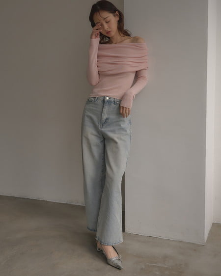 INGNI（イング） シアーオフショルニット ﾋﾟﾝｸ