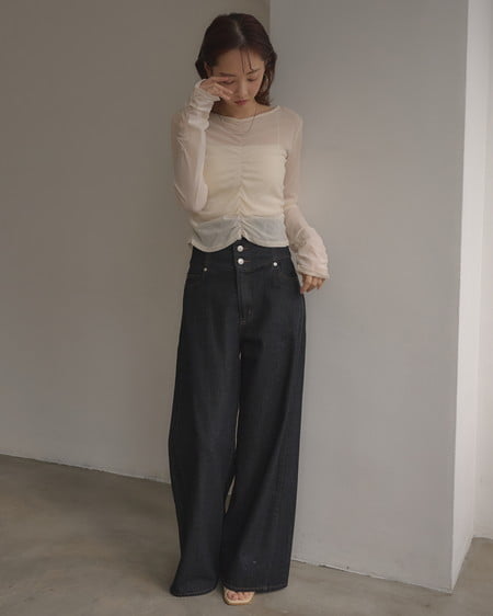 INGNI（イング） フロントギャザートップス ｵﾌﾎﾜｲﾄ