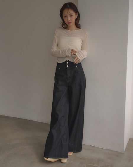 INGNI（イング） フロントギャザートップス ｵﾌﾎﾜｲﾄ