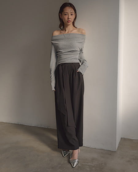 INGNI（イング） リボンワイドパンツ ｸﾛ