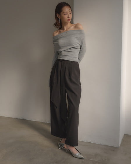 INGNI（イング） リボンワイドパンツ ｸﾛ