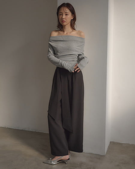 INGNI（イング） リボンワイドパンツ ｸﾛ