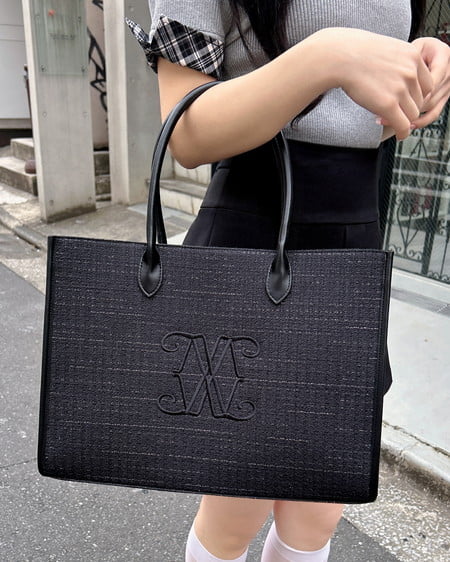 INGNI（イング） ツイードロゴトートバッグ ｸﾛ/ｸﾛ