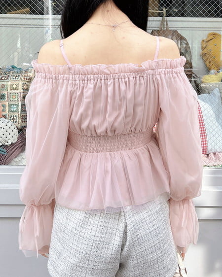 INGNI(イング) チュールオフショルブラウス ピンク