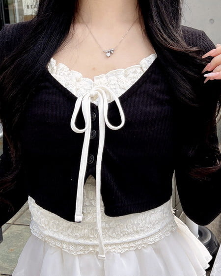 INGNI（イング） レースレイヤードカーデトップス ｸﾛ