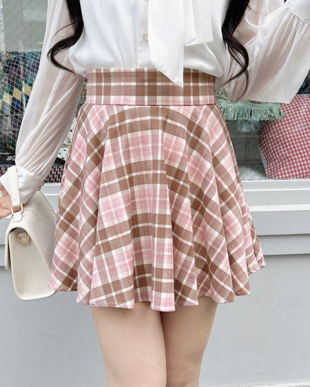 INGNI（イング） バックリボンチェック柄フレアスカパン ﾋﾟﾝｸ/ﾁｪｯｸ