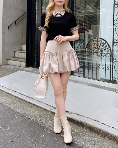 INGNI（イング） リボンバルーンミニスカパン ﾍﾞｰｼﾞｭ