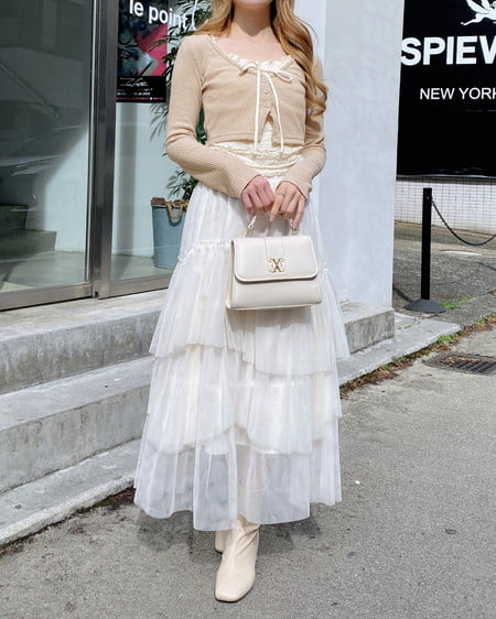 INGNI(イング) ランダムティアードチュールスカート/A オフホワイト