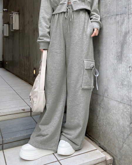 INGNI（イング） リボン付カーゴスウェットパンツ ｸﾞﾚｰ