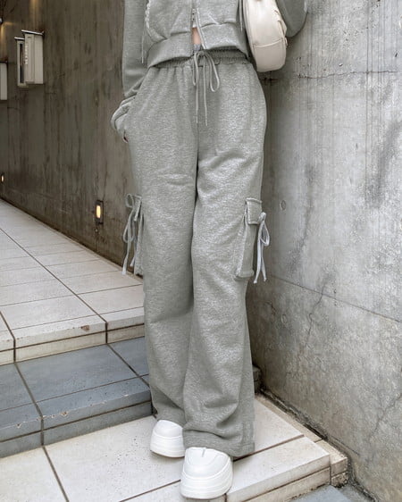 INGNI（イング） リボン付カーゴスウェットパンツ ｸﾞﾚｰ