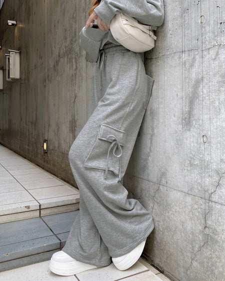 INGNI（イング） リボン付カーゴスウェットパンツ ｸﾞﾚｰ