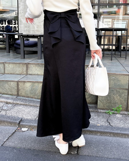 【3／11 2時までの限定価格】【一部カラー予約受付中】バックリボンマーメイドスカート