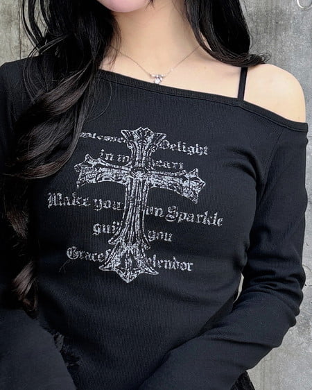 INGNI（イング） ワンショルレースレイヤードトップス ｸﾛ