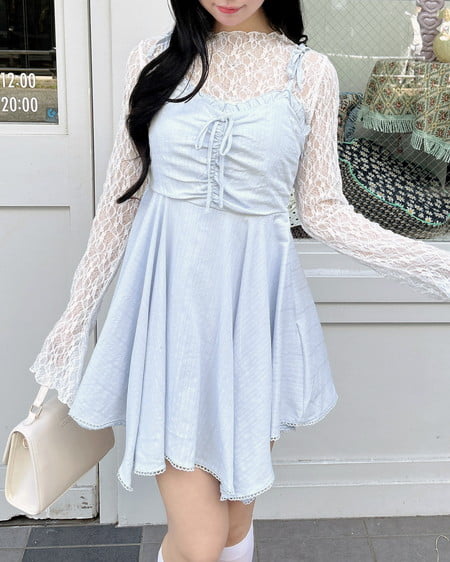 INGNI（イング） コットンレースイレヘムミニキャミワンピース ｻｯｸｽ