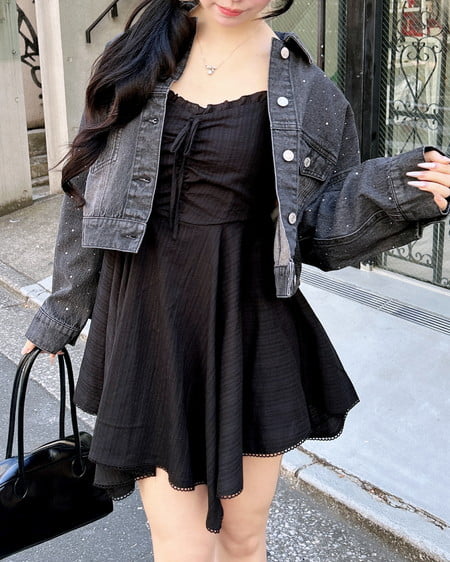 コットンレースイレヘムミニキャミワンピース