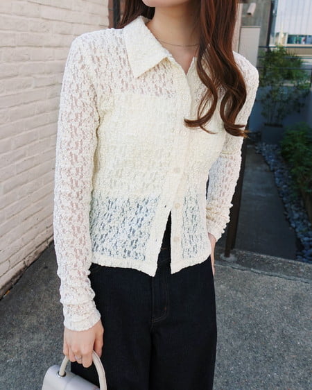 INGNI（イング） ストレッチレーストップス ｵﾌﾎﾜｲﾄ