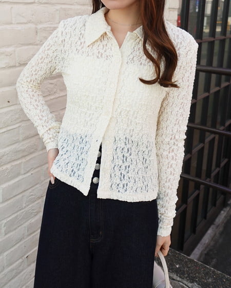 INGNI（イング） ストレッチレーストップス ｵﾌﾎﾜｲﾄ