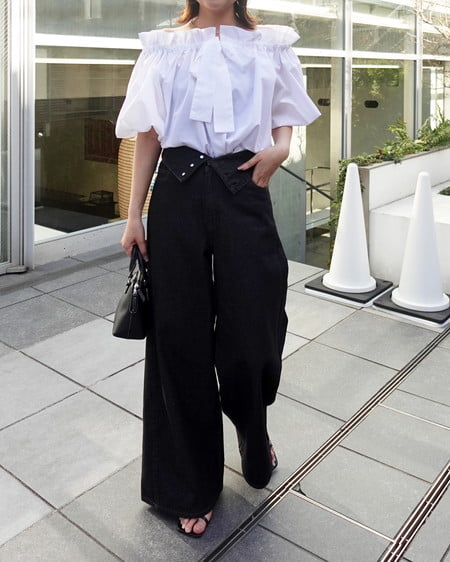 INGNI（イング） 2Wayハイウエストデニムパンツ(セットアップ対応) ｸﾛ