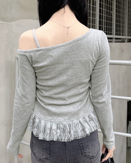 INGNI（イング） ワンショルレースレイヤードトップス ｸﾞﾚｰ