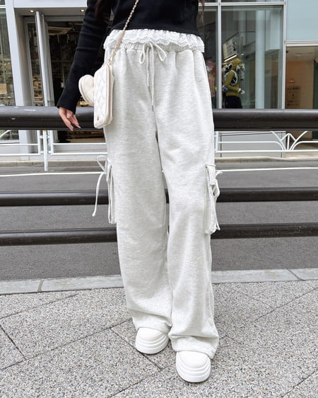 リボン付カーゴスウェットパンツ