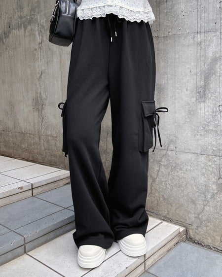 リボン付カーゴスウェットパンツ