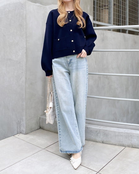 INGNI(イング) グリッターラメデニムワイドパンツ デニム/ライトブルー