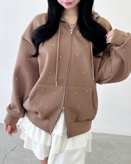 INGNI（イング） ビジュー付ダンボールジップパーカー ﾓｶ