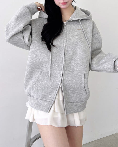 INGNI（イング） 胸プレート付ダンボールダブルジップパーカー ｸﾞﾚｰ