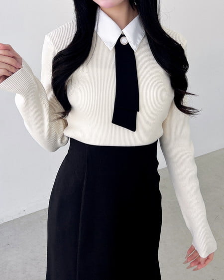 INGNI（イング） 襟付ボウタイニット ｱｲﾎﾞﾘｰ