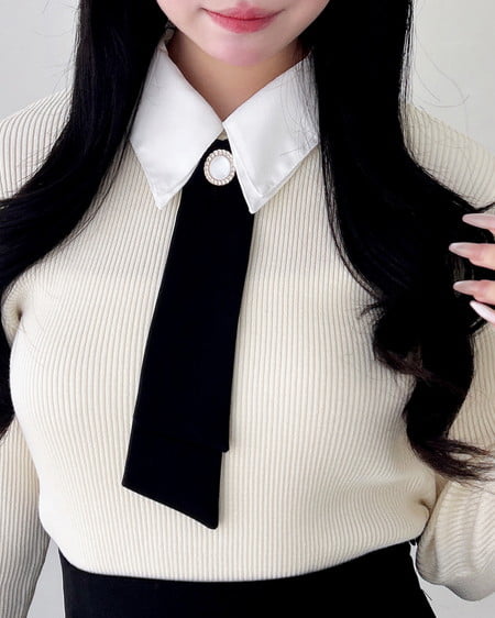 INGNI（イング） 襟付ボウタイニット ｱｲﾎﾞﾘｰ
