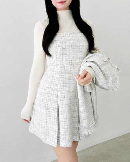 INGNI(イング) バックレースアップツイードミニキャミワンピース(セットアップ対応) オフ/ツイード