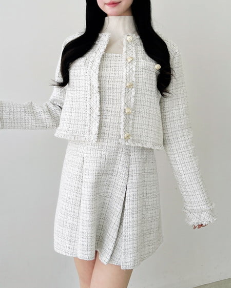 INGNI（イング） ツイードフリンジジャケット(セットアップ対応) ｵﾌ/ﾂｲｰﾄﾞ