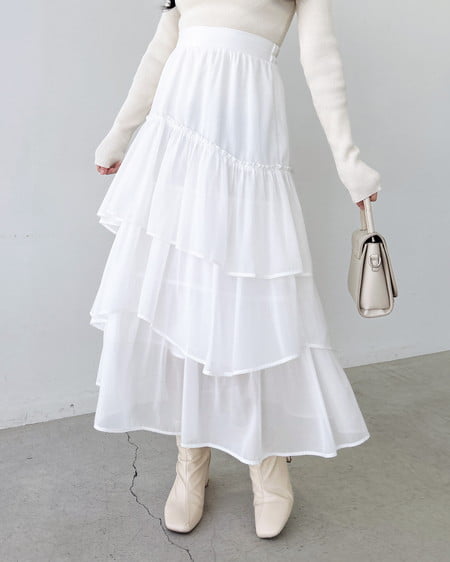 INGNI（イング） シアーティアードスカート ｵﾌﾎﾜｲﾄ