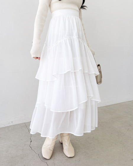 INGNI（イング） シアーティアードスカート ｵﾌﾎﾜｲﾄ