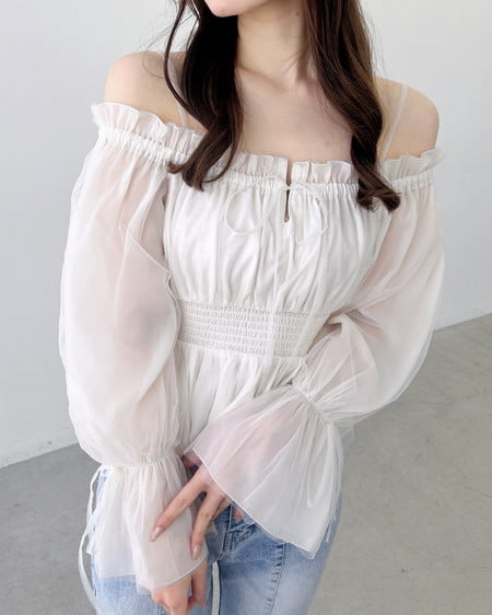 INGNI(イング) チュールオフショルブラウス オフホワイト