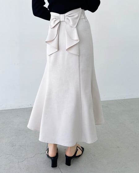 INGNI（イング） バックリボンマーメイドスカート ﾗｲﾄﾍﾞｰｼﾞｭ