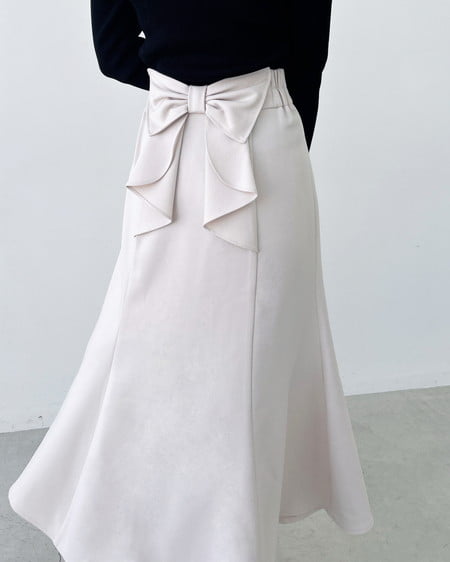 INGNI（イング） バックリボンマーメイドスカート ﾗｲﾄﾍﾞｰｼﾞｭ