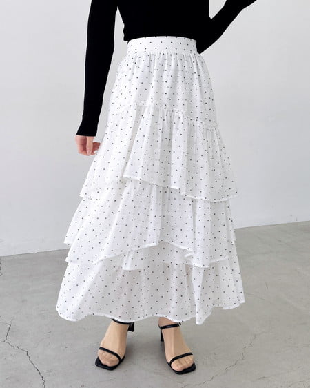 INGNI（イング） シアーティアードスカート ﾄﾞｯﾄ