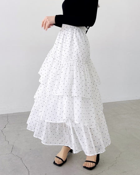 INGNI（イング） シアーティアードスカート ﾄﾞｯﾄ