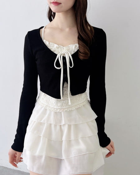 INGNI（イング） レースレイヤードカーデトップス ｸﾛ