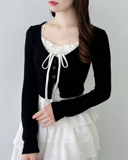 INGNI（イング） レースレイヤードカーデトップス ｸﾛ