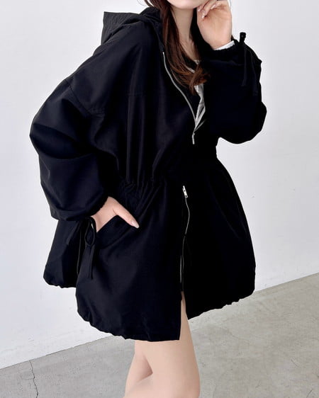 ミドル丈袖リボン2Wayマウンテンパーカー