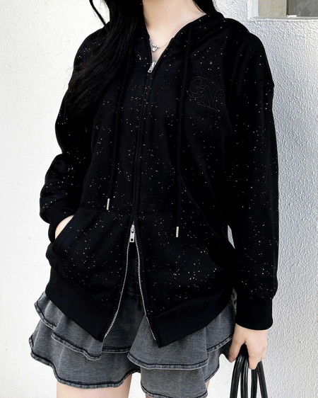 ラメスウェットジップパーカー