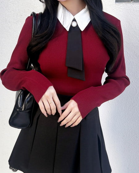 INGNI（イング） 襟付ボウタイニット ﾎﾞﾙﾄﾞｰ