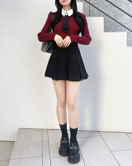 INGNI(イング) バックレースアップタックフレアスカート クロ